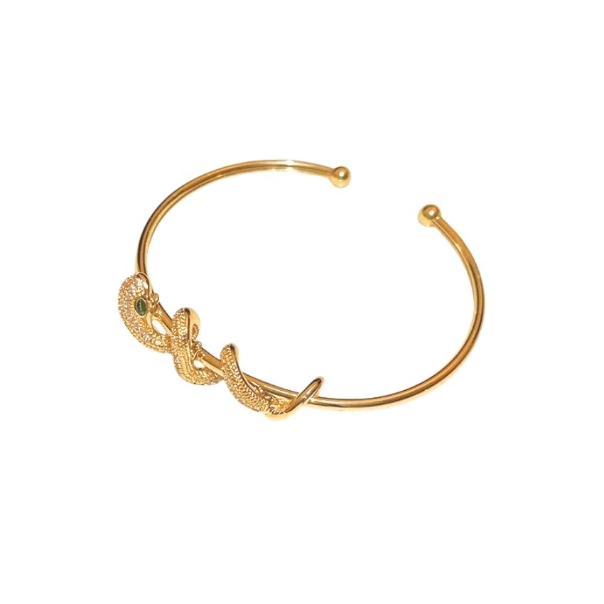 Gold Snake Wrap Bracelet CZ Crystal Brass Jewelry Wholesale 